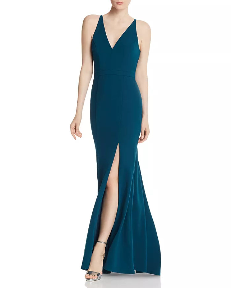aqua scuba crepe mermaid gown